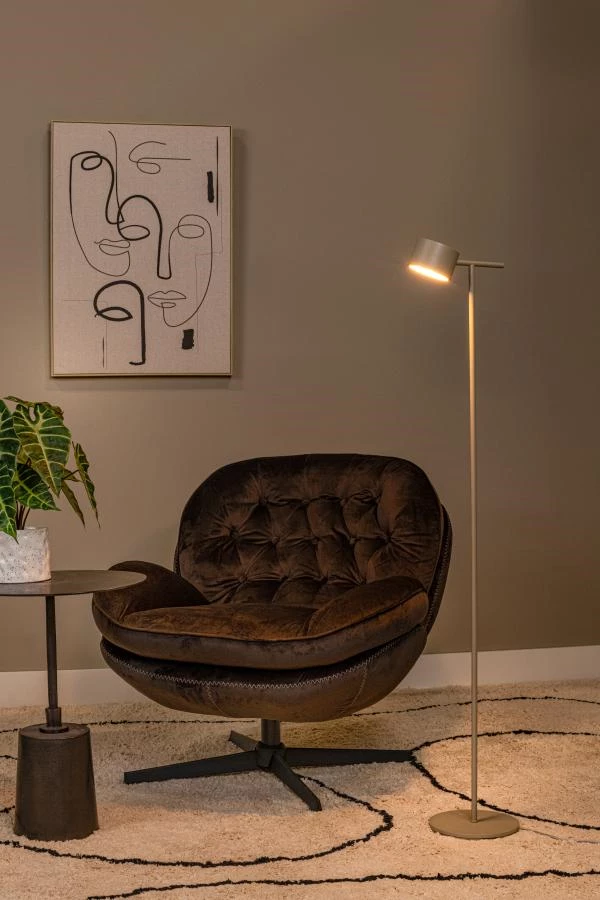 Lucide GIAN - Stehlampe - LED Dim. - 1x9W 2700K - Taupe - Atmosphäre 1